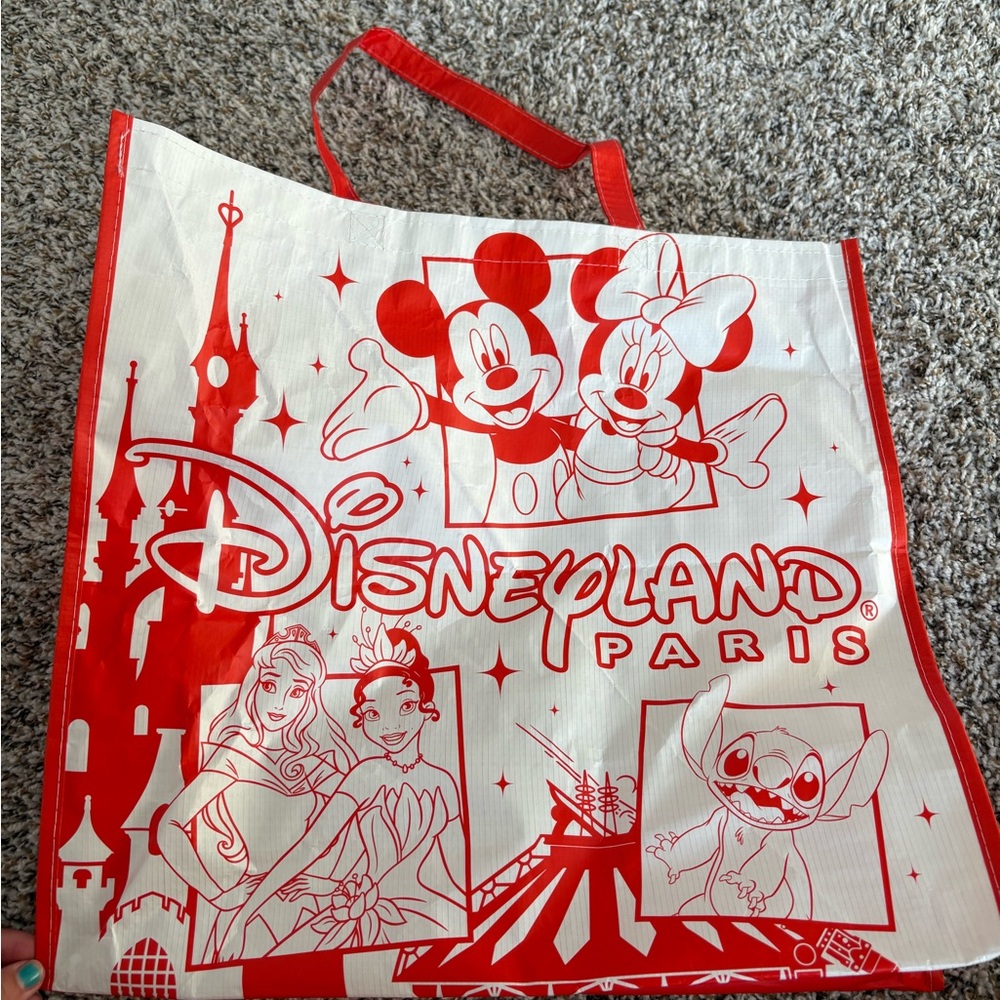 Disneyland Paris Red and White Tote Bag